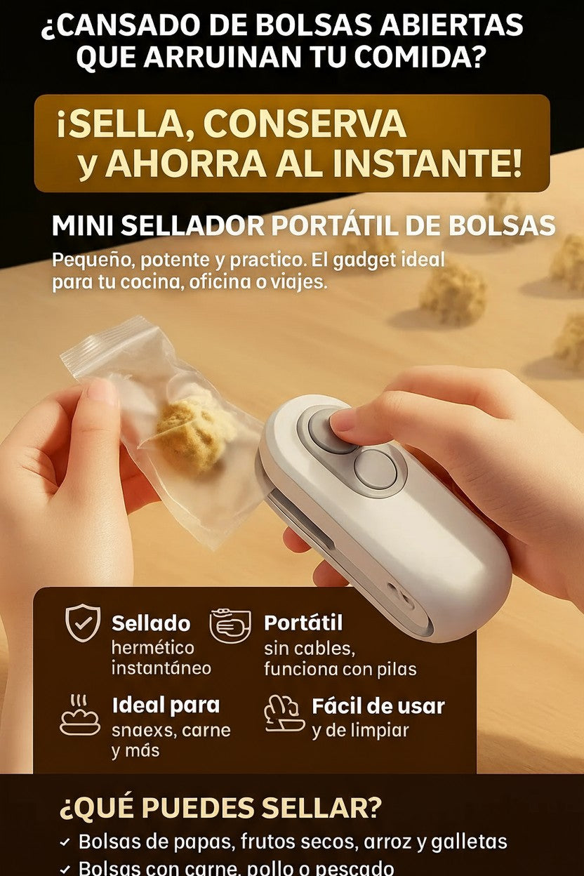 Sellador de Bolsas que Cabe en tu Bolsillo - Fin a las Fugas y Derrames